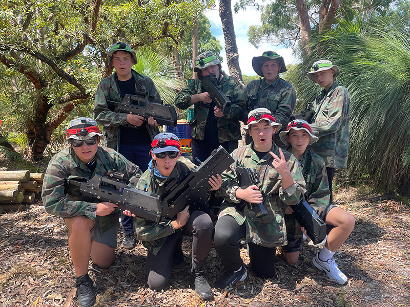 Teens playing laser tag at Battlezone Salt Ash